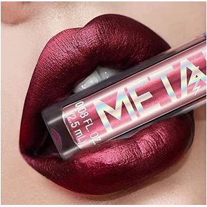 INTEROOKIE Metallic vloeibare lippenstift lipkleur non-stick cup lipglazuur kleur make-up, parel schoonheid make-up (CHILI MAUVE)