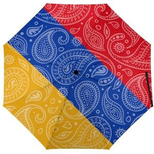 Paisley Armenië Vlag Mode Paraplu Voor Regen Compact Tri-fold Reverse Folding Winddicht Reizen Paraplu Handleiding