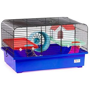 Decorwelt Hamsterstokken, blauw, buitenmaten, 40 x 25 x 26,5 cm, knaagkooi, hamster, plastic, kooi met accessoires