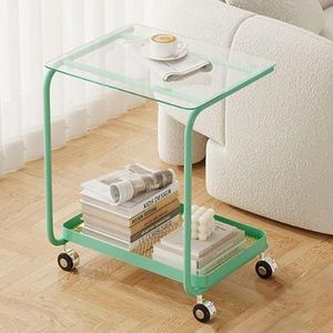 ZHDLDPUK C Bijzettafel, Gehard Glas Bank Tafel Met Metalen Frame, C Eindtafel Voor Bank, Snack Accent Tafel Voor Kleine Plaats, Woonkamer Slaapkamer Koffie Snack Laptop Sofa