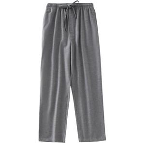 LCDIUDIU Pyjamabroeken Heren,Heren Pyjamabroek Van Katoen met Gulp, Effen Grijs Elastische Tailleband Trekkoorden Slaap Lounge Broek met Zakken Herfst Winter Warm Pjs Loungewear Pjs Broeken M