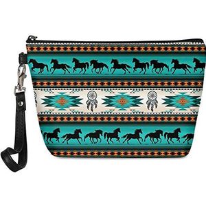 SEANATIVE Turquoise Cosmetische Tas Kleine Make-up Case Travel Organizer Toilettas Zuidwestelijke Tribal Paard Kit Make-up Tassen