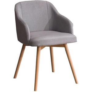 Meal Chairs Eetkamerstoel, boerderij gestoffeerde keukenstoelen met rugleuning en houten poten, fauteuils for thuis keuken slaapkamer woonkamer(Light Gray)