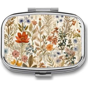 Boeket Ontwerp Print Pillendoos Geneeskunde Pil Organizer Kleine Pil Case Reizen Pil Container Draagbare Pil Case voor Pocket 2 Compartiment Pillenhouder Pillendozen voor Reizen