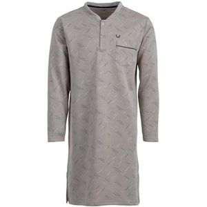 Henry Terre Nachthemd Thermo Heren Lange Mouwen Lines Design Borstzak Knoopsluiting Maat M-3XL, olijfgroen, M