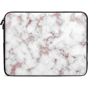 Wit Marmer Rose Goud Laptop Sleeve Case Mode Computer Tas Beschermhoes Draagtas Aktetas voor Vrouwen Mannen 15 inch