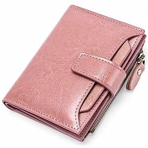 DieffematicQ portemonnees voor dames Small Wallet for Women Genuine Leather Bifold Compact Blocking Multifunction Womens Wallet (Color : Pink)