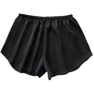 Ijszijde broeken, katoenen broeken, naadloze damesbroeken, kant for veiligheidsbroeken, zomer dames for veiligheidsbroeken (Color : Black, Size : M 40-55 kg)