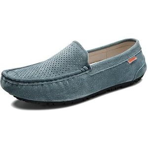 Heren Loafers Schoenleer Rijden Loafers Ademend Geperforeerd Antislip Comfortabel Lichtgewicht Prom Casual Slip-ons (Color : Blue, Size : 40 EU)