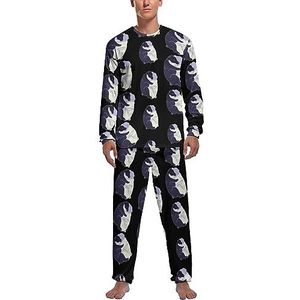 Dag En Nacht Yinyang Bears Zachte Heren Pyjama Set Comfortabele Lange Mouw Loungewear Top En Broek Geschenken S