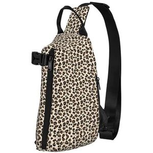 EdWal Bloemen Cirkel Antieke Wervelingen Print Sling Bag Wandelen Dagrugzak Crossbody Schouder Borst Outdoor Reizen Rugzak Voor Vrouwen Mannen, Luipaard Print1, Eén maat