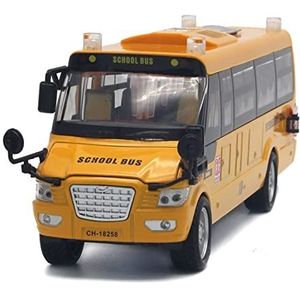 Miniatuur auto Voor Spuitgieten Amerikaanse Schoolbus Simulatie Bus Geluid En Licht Trek Speelgoed Auto 1:32