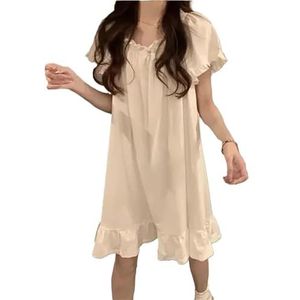 Nachthemd in neutrale tinten, veelzijdige loungewear for dames, mouwloos nachthemd, zachte stretch nachtkleding, ontspannende jurk for thuis, ademende pyjama for yoga, lezen, comfort for het hele seiz