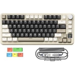 MAMBASNAKE x ATTACK SHARK X85PRO Pakking Mechanisch Toetsenbord, 75% Draadloos Gamingtoetsenbord met TFT Screen&CNC Knop, 2,4Ghz/BT5.1/USB-C, 5 Laags Vulling,Hot-Swap Linear Switch,RGB,for PC,MAC,QMK