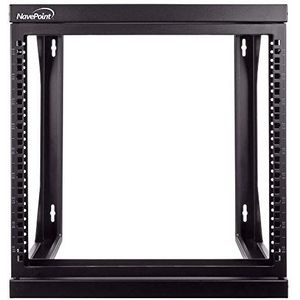 NavePoint 9U Server Rack met kantelpoort, wandhouder voor 48,3 cm IT-apparaten, open frame, netwerkrek voor AV- en serverapparatuur, 45,7 cm diep, zwart