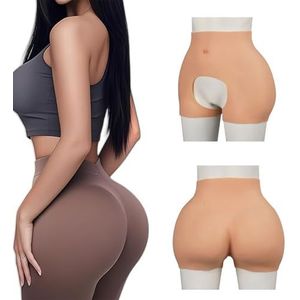 Adima Crossdressers Siliconen Butt Slipje Heuplift Gewatteerde Shaper Control Panty Hoge Taille Open Kruis Shorts voor Drag Queen,Color2,one size