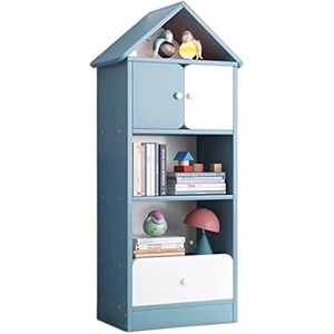 Boekenkast Boekenplank Boekenrek 5 Tiers Boekenplank Met Lade Organizer Planken Voor Woonkamer Slaapkamer Thuiskantoor Opbergrek Boekenkasten Staande Plank Studeerkamer ( Color : Blue , Size : 47*24*1