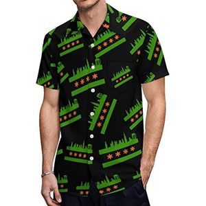 Chicago vlag skyline drankjes heren shirts met korte mouwen casual button-down tops T-shirts Hawaiiaanse strand T-shirts XL