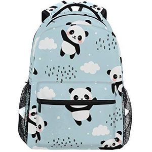 My Daily School Rugzakken Leuke Panda Blauw Laptop Tas Vrouwen Casual Daypack Jongens Meisjes Boekentas, Meerkleurig, 11.4 x 5.5 x 16 inches, Laptop