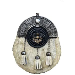 Heren Kilt Sporran Schotse Kilt Sporrans Distel Badge Antieke Afwerking, Zwart, Eén maat, Sporran