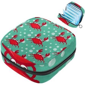 MUOOUM Maandverband Opbergtas, Krab Dots Groen Patroon Menstruatie Cup Pouch, Draagbare Maandverband Pads Opbergzakken Vrouwelijke Menstruatie Eerste Menstruatie Tas voor Tiener Meisjes Vrouwen Dames