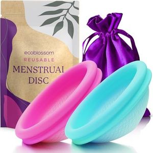 Herbruikbare menstruatieschijf - zachte menstruatieschijf voor vrouwen (klein/groot (groenblauw en magenta))