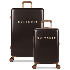 SUITSUIT Fab Seventies Classic - Kofferset 2 delig - Handbagage 55cm - Ruimbagage koffer 76cm - TSA Slot - Zwart