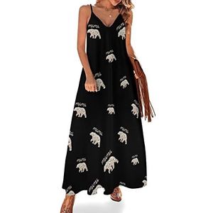 Mama Bear Maxi-jurk voor dames, zomer, V-hals, mouwloos, spaghettibandjes, lange jurk