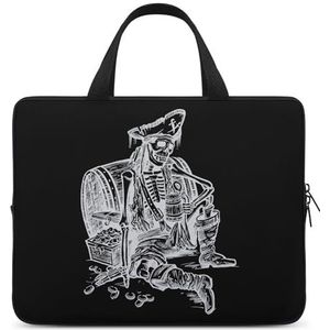 Skelet Piraat Holding Bier Reizen Laptop Sleeve Case Aktetas Met Handvat Notebook Messenger Bag voor Office Business