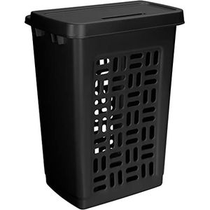 SUNWARE Basic wasmand 60 liter met deksel, 44,5 x 33 x 60 cm - zwart