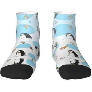 Leuke pinguïns print veelzijdige sportsokken voor casual en sportkleding, geweldige pasvorm voor voetmaten 36-45, Schattige pinguïns, Eén Maat