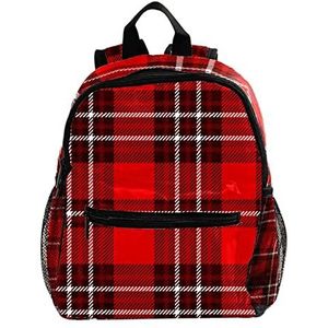Rode Schotse Plaid 1 Leuke Mode Mini Rugzak Pack Bag, Meerkleurig, 25.4x10x30 CM/10x4x12 in, Rugzak Rugzakken