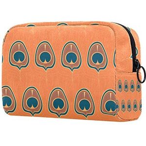 Cosmetische make-up tas voor op reis Oranje Charmant pauwpatroon voor toilettassen voor dames met ritssluiting