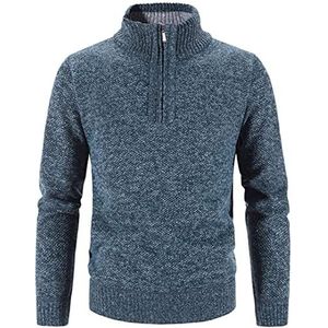 Wintertrui, Heren gebreide trui herfst winter wilde staande kraag verdikt ontwerp for heren(Blue Gray,Asian L)