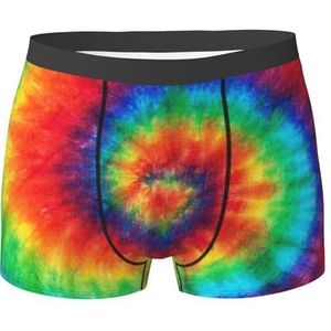 ZJYAGZX Tie Dye Hippies Print Boxershorts voor heren, comfortabele onderbroek, ademend, vochtafvoerend, Zwart, M