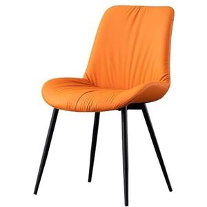 Maaltijd Stoelen Moderne keukenstoel Eetkamerstoelen PU-lederen vrijetijdskleding Beklede moderne stoel met metalen poten for keuken Woonkamer Kaptafelstoelen(Orange,1pcs)