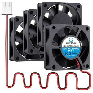 WINSINN DC 60mm ventilator 24V 6020 dubbele kogellagers 24 volt borstelloze koeling 60 x 20 mm 2PIN (verpakking van 4)