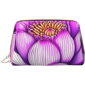 Paarse lotus draagbare cosmetische tas, reistas, uniseks, ritssluiting, geschikt voor dagelijks gebruik, Wit, Eén maat