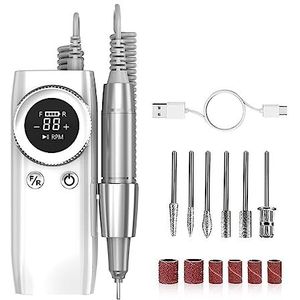 Elektrische nagelvijl, Elektrische Nagel Boor 45000Rpm Draagbare Draadloze Nagelvijl Machine for Acryl Gel Nagels Manicure Pedicure Polijsten Vorm Gereedschap voor zowel natuurlijke als kunstnagels (