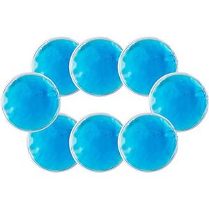 8 stuks ijspakketten, oogmasker oogbescherming schoonheid PVC koud en warm kompres, herbruikbaar, rond blauw ijspak, oog SPA, kleine gel ijspakket voor hitteberoerte preventie, huidverzorging.