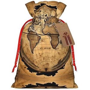 Oude kaart wereldbol stoffen geschenkzakje voor Kerstmis en speciale gelegenheden - verschillende maten beschikbaar