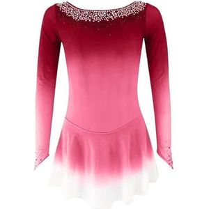 A,4/6,PONNYC Kunstschaatsjurk Voor Meisjes Rokken Voor Schaats Wedstrijden Met Kleurverloop Winter Sport Kleding Met Glanzende Strass Handgemaakte Turnpakjes Voor Artistieke Gymnastiek