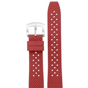 Quick Release Fluoro Rubber Horlogeband Waterdicht Heren for Seiko for Breitling for IWC Zwart Quick Release Horlogeband Stomatal Band (Color : Red-silver pin, Size : 22mm)