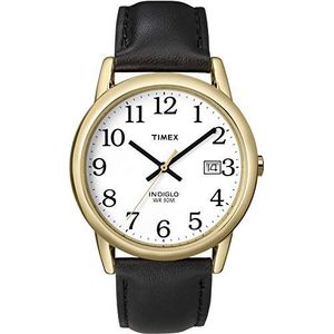 Timex #T2H291 Men's Indiglo Easy Reader White Dial Leather Band Analog Watch