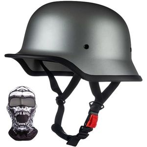 Duitse stijl retro Motorfiets halve helm ECE/DOT goedgekeurde Retro Open Helm Street Bike Helm Bromfietshelm voor Scooter Cruiser Chopper C,XXL=63-64CM