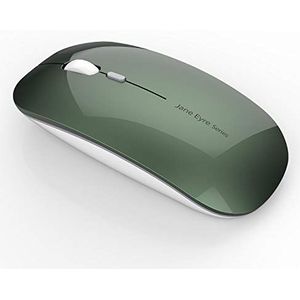Uiosmuph Q5 Draadloze Muis, 2,4 GHz USB oplaadbaar muis met USB nano-ontvanger slanke stille gamingmuis voor Windows PC laptop Mac MacBook- groen