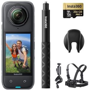 Insta360 X4 Bike Bundle - 8K waterdichte 360 actiecamera, 4K groothoekvideo, onzichtbare selfiestick, verwijderbare lensbeschermers, batterijduur 135 min, AI-bewerking, stabilisatie, voor sport,
