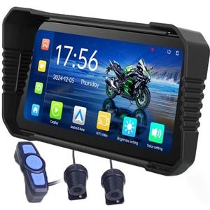 Motordashcam, Motorcarplay En Android Auto GPS-navigatie, Twee 1080p-camera's, 6,25 Inch IPS-waterdicht Touchscreen, Bluetooth, Siri, SD-kaartsleuf Van 128 GB