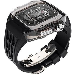 OFWAX Transparante Horlogekast Band Mod Kit, Voor Apple Watch 45mm 44mm, Horloge Cover+Fluororubber Sport Horloge Strap, Voor Iwatch Series 8 7 6 SE 5 4 Band Refit, 45MM, agaat