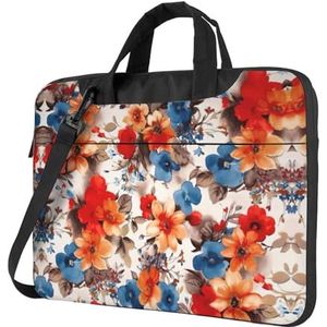Grappig voor Kangaroo Zoo Ultradunne laptoptas, laptoptassen voor bedrijven, geniet van een probleemloze en stijlvolle reis, Bloemenprint, 15.6 inch